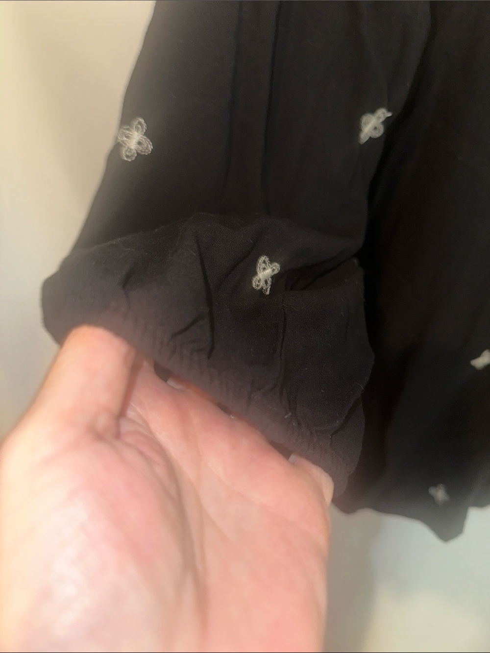 Tantrums Black Tunic with White Embroidered Yoke and Tassel Tie - Picture 4 of 8